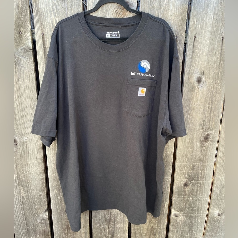 Men's Carhartt T-Shirt Black Logo Pocket 3XL Crew Cotton Workwear Embroidered